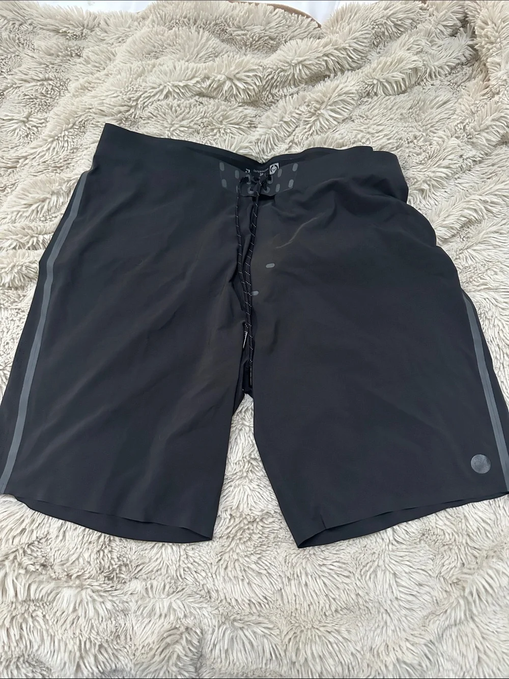 Outerknown Men's Black Boardshorts with Subtle Reflective Trim